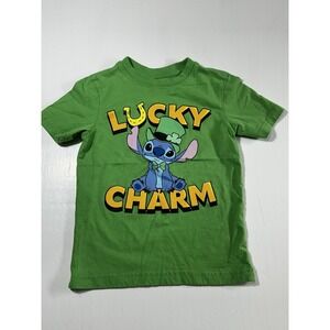 St. Patrick's Day Boys Size XS 4/5 Stitch Lucky Charm Graphic Tee